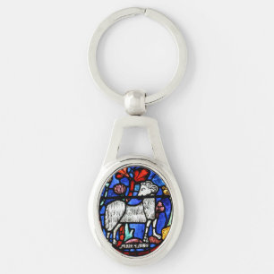 Aries Astrology Gothic Stained Glass Windows O Kc Keychain