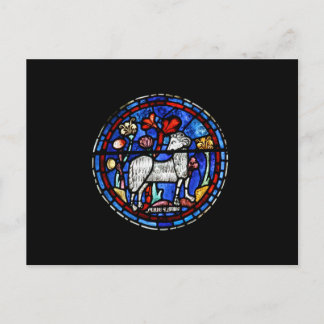 Aries Astrology Gothic Stained Glass Windows PostC Postcard