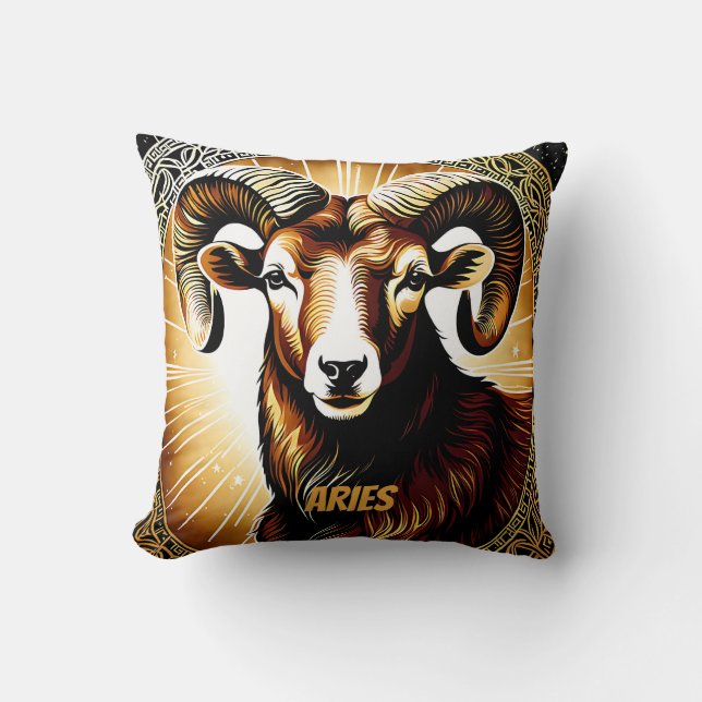 Aries astrology sign throw pillow (Front)