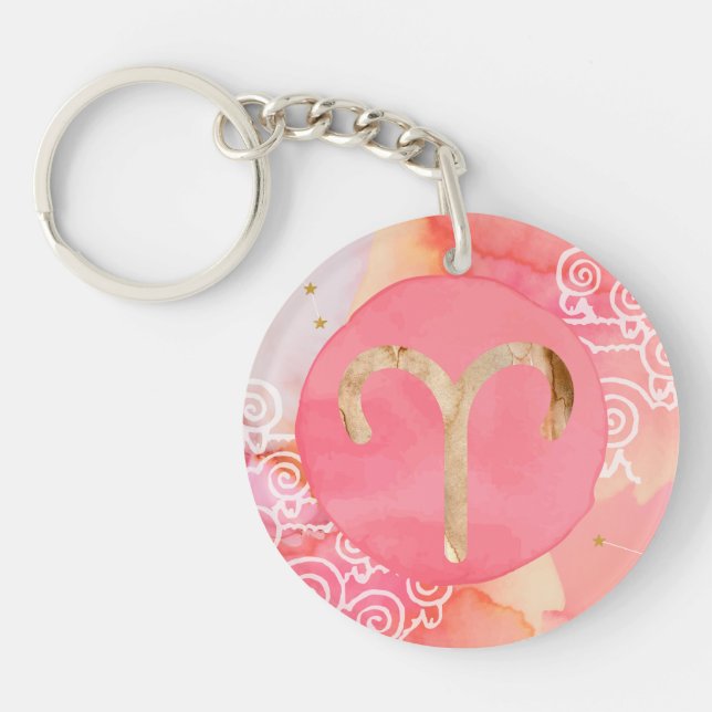 Aries Astrology Zodiac Keychain – Bold & Bright (Front)