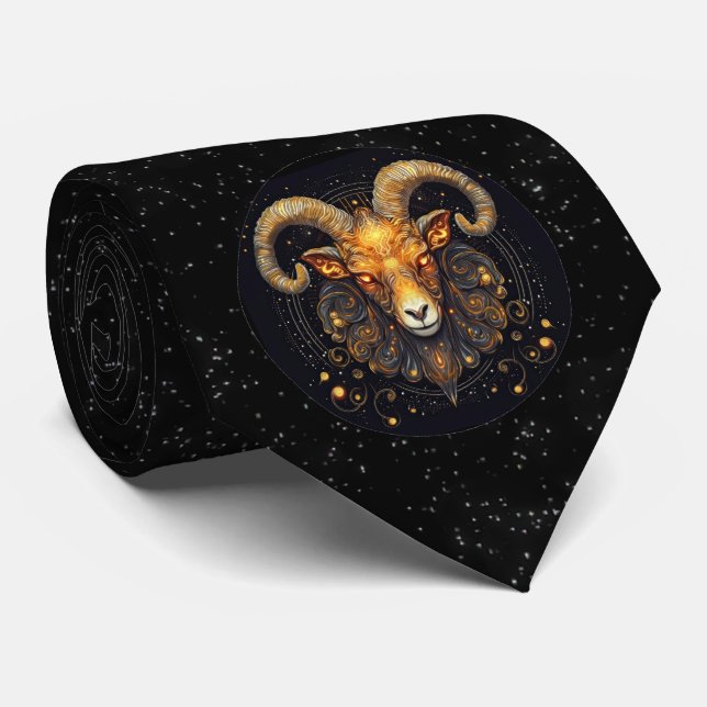 Aries Astrology Zodiac Neck Tie (Rolled)