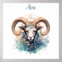 Aries Astrology  zodiac sign of Aries in watercolo