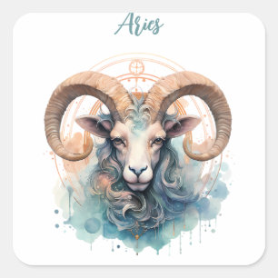 Aries Astrology  zodiac sign of Aries in watercolo Square Sticker
