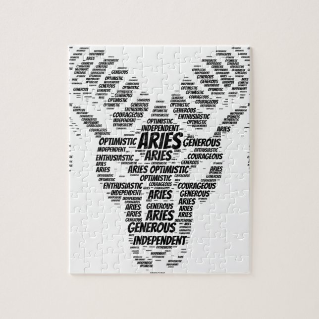 Aries Astrology Zodiac Sign Word Cloud Jigsaw Puzzle (Vertical)