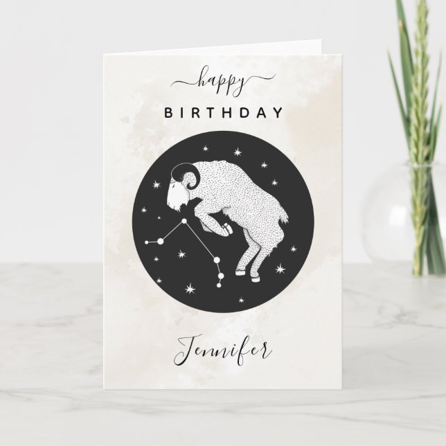 Aries Astrology Zodiac Star Sign Horoscope Chic Card (Front)