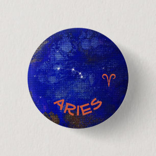 Aries Badge, Zodiac Horoscope Badge 1 Inch Round Button