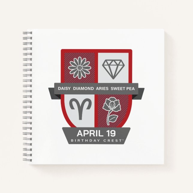 Aries Birthday Crest™ for April 1-19 Notebook (Front)