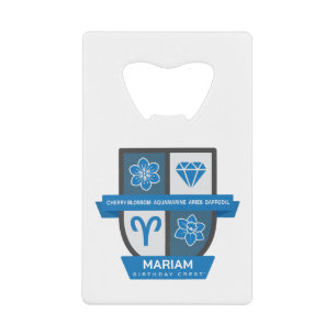 Aries Birthday Crest™ for March 21-31 Jewellery Credit Card Bottle Opener