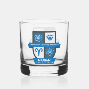 Aries Birthday Crest™ for March 21-31 Whiskey Glass