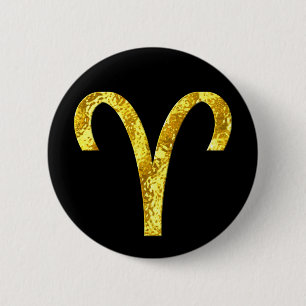 Aries Black Gold 2 Inch Round Button