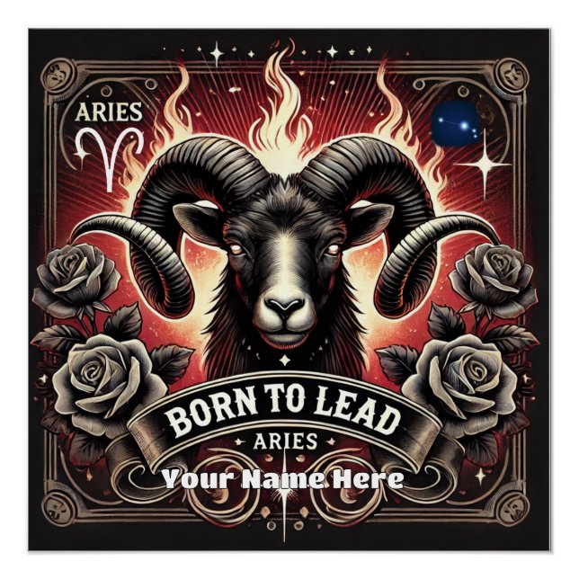 Aries “Born to Lead” Glossy Poster (Front)