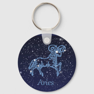 Aries Constellation and Zodiac Sign with Stars Key Keychain