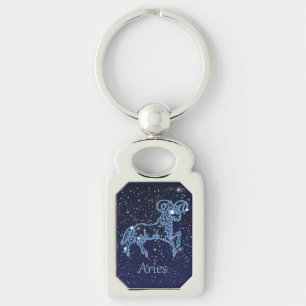 Aries Constellation and Zodiac Sign with Stars Keychain