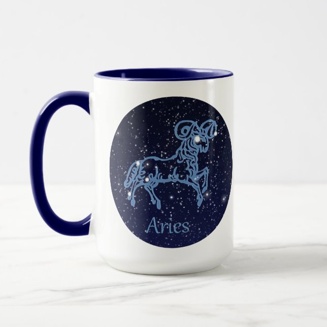 Aries Constellation and Zodiac Sign with Stars Mug (Left)