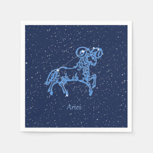 Aries Constellation and Zodiac Sign with Stars Napkin