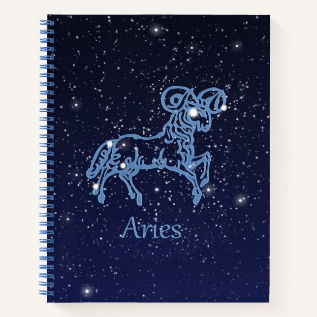 Aries Constellation and Zodiac Sign with Stars Notebook (Front)