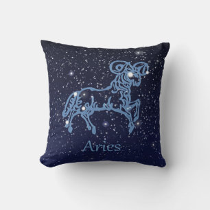 Aries Constellation and Zodiac Sign with Stars Throw Pillow