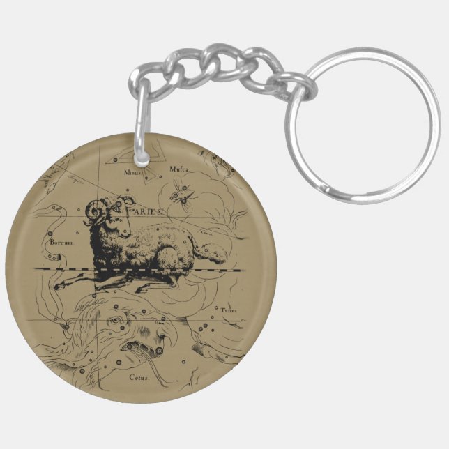 Aries Constellation Hevelius 1690 March 21 - Apr19 Keychain (Back Left)