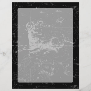 Aries Constellation Hevelius Vintage on Black