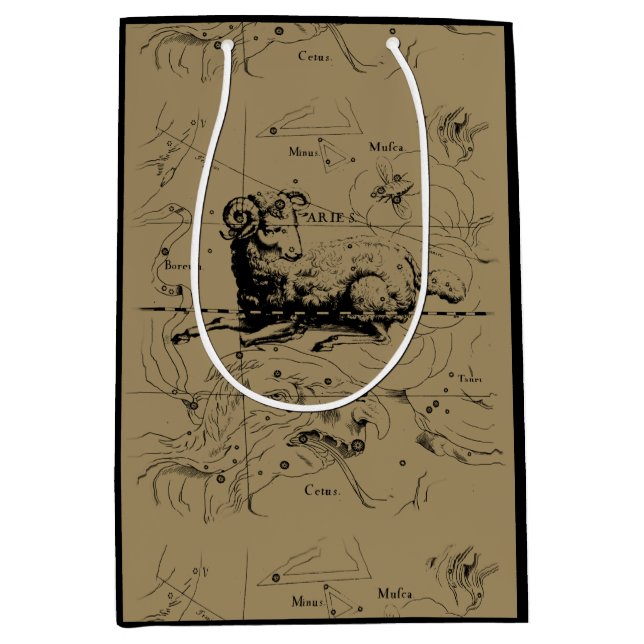 Aries Constellation Map Engraving by Hevelius Medium Gift Bag (Front)
