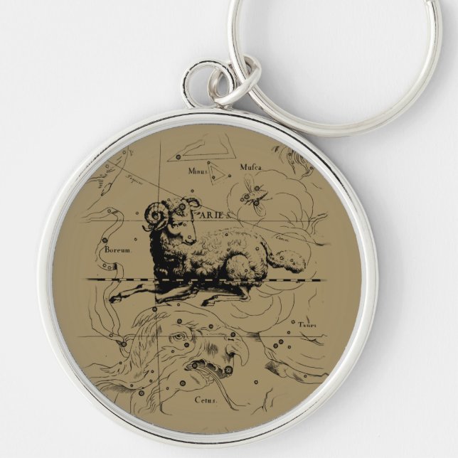 Aries Constellation Map Hevelius 1690 Keychain (Front)
