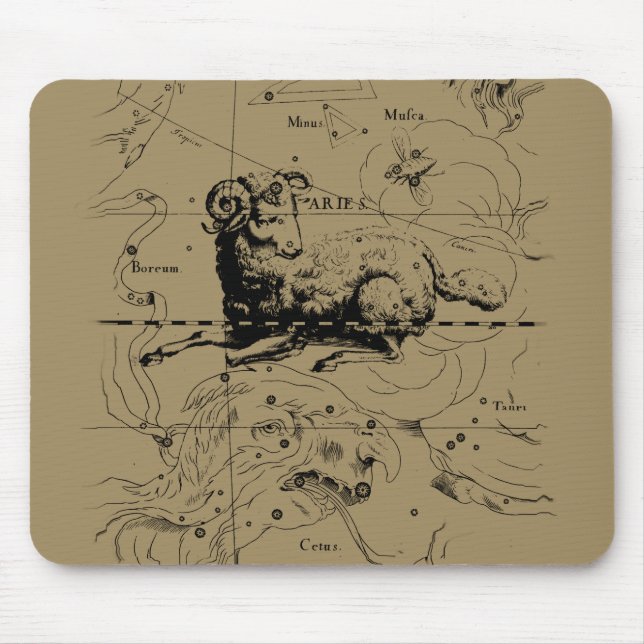 Aries Constellation Map Hevelius 1690 Mouse Pad (Front)