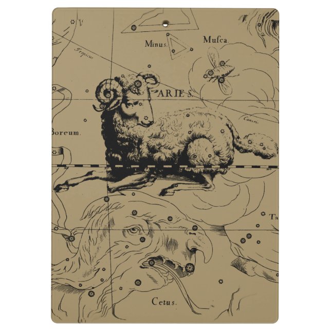 Aries Constellation Map Hevelius circa 1690 Clipboard (Back)