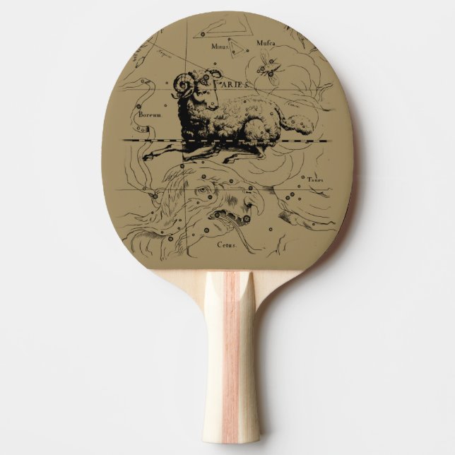 Aries Constellation Map Hevelius circa 1690 Ping Pong Paddle (Front)