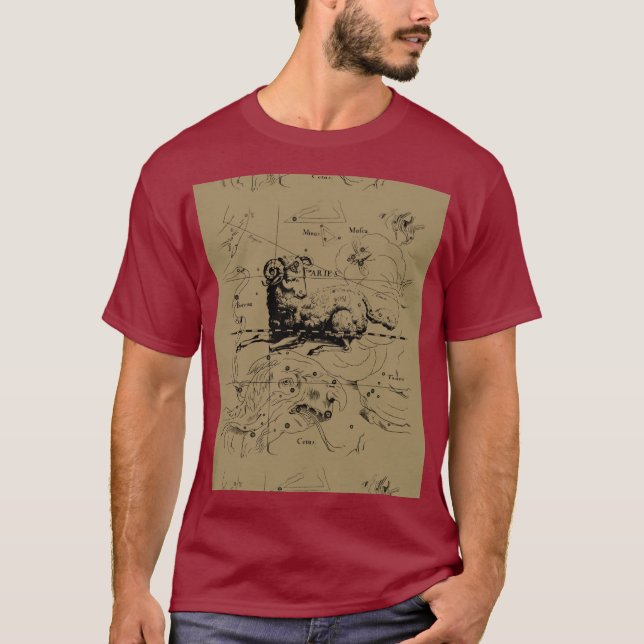 Aries Constellation Map Hevelius circa 1690 T-Shirt (Front)