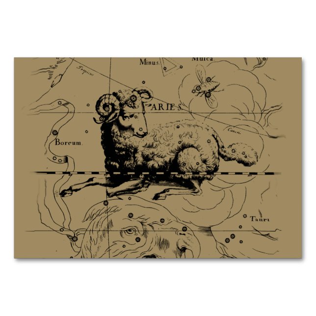 Aries Constellation Map Hevelius circa 1690 Table Number (Front)
