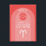 Aries Custom Birthday Zodiac - Photo Modern Design<br><div class="desc">Personalize this button with a birthdate and name. A custom design with the zodiac sign - Aries - plus personality traits, information and constellation. A fiery and energetic red and orange colour combination - associated with Aries is the main design behind all of the Zodiac details. A great gift for...</div>