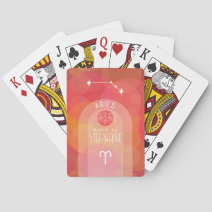 Aries Custom Birthday Zodiac - Photo Modern Design Playing Cards