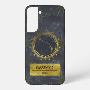 Aries Dark Zodiac Astrology: Black & Gold Samsung Galaxy Case