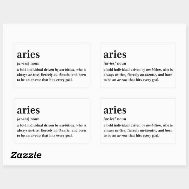 Aries Definition Aesthetic Astrology Gift Sticker (Sheet)