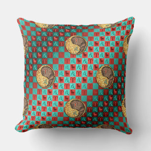 Aries & Earth Dog Throw Pillow