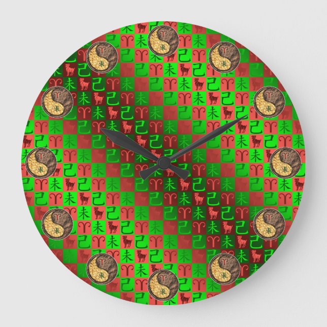 Aries & Earth Goat Large Clock (Front)