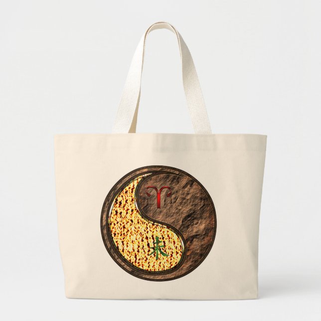 Aries & Earth Goat Large Tote Bag (Front)