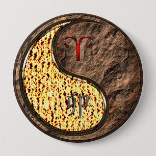 Aries & Earth Rabbit 4 Inch Round Button