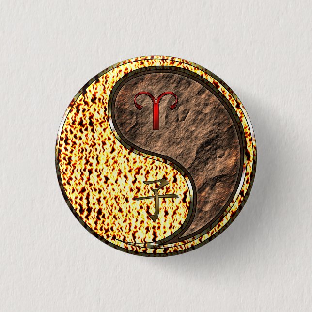 Aries & Earth Rat 1 Inch Round Button (Front)
