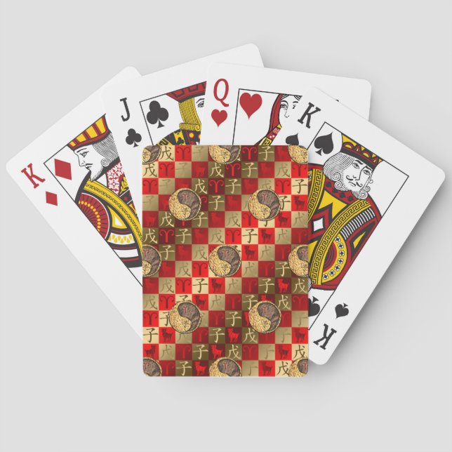 Aries & Earth Rat Throw Pillow Playing Cards (Back)