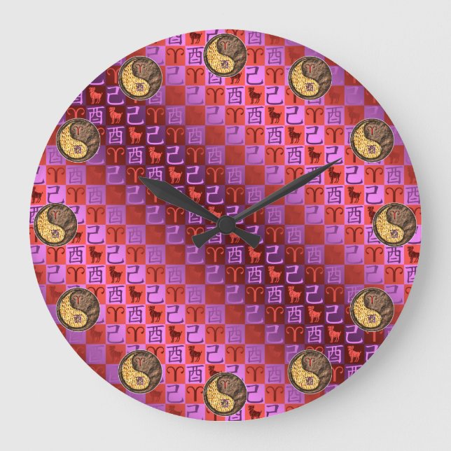Aries & Earth Rooster Large Clock (Front)