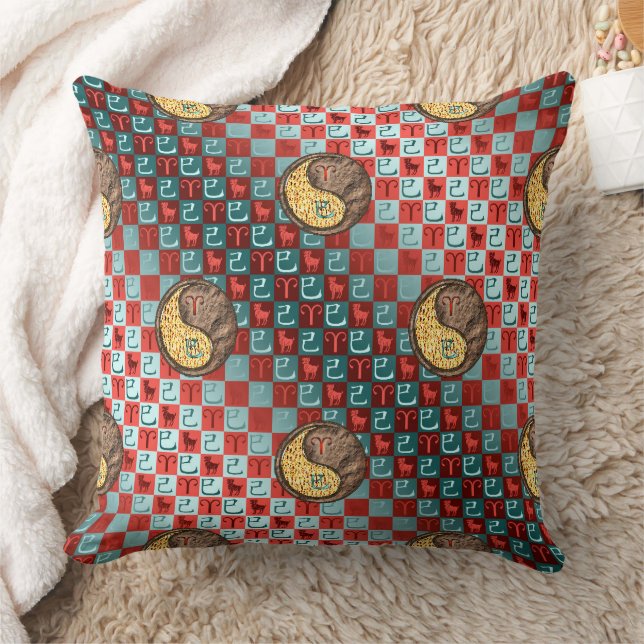 Aries & Earth Snake Throw Pillow (Blanket)