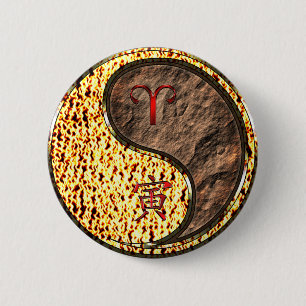 Aries & Earth Tiger 2 Inch Round Button