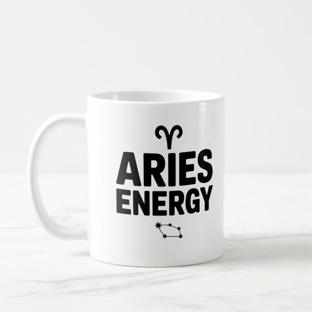 Aries Energy Mug – Zodiac Astrology Coffee Cup (Left)
