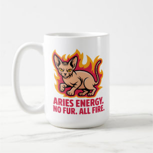 Aries Energy Sphynx Cat Fire Illustration Coffee Mug