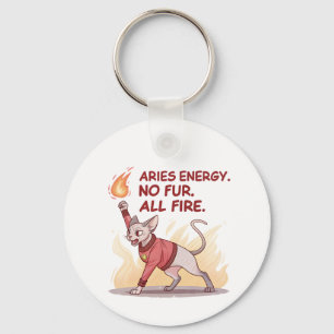 Aries Energy Sphynx Cat No Fur All Fire Art Keychain