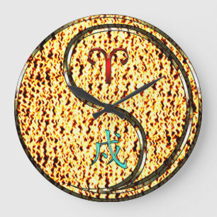 Aries & Fire Dog Large Clock