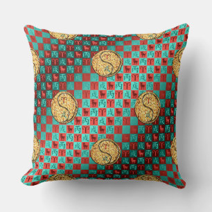 Aries & Fire Dog Throw Pillow