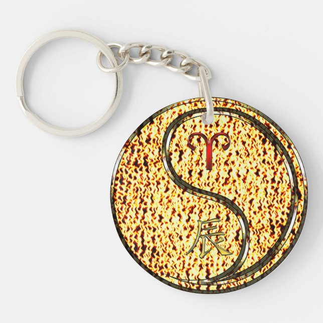 Aries & Fire Dragon Keychain (Front)