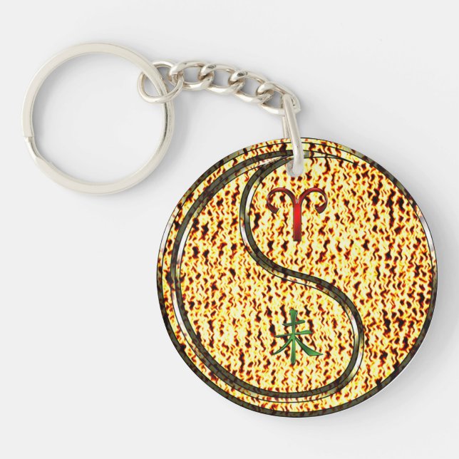 Aries & Fire Goat Keychain (Front)